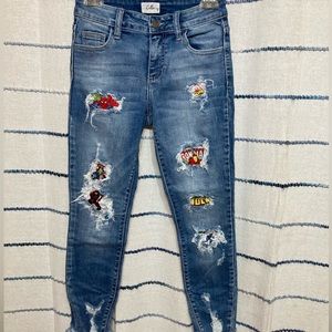 Women Custom made Marvel jeans. Size 0